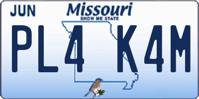 MO license plate PL4K4M