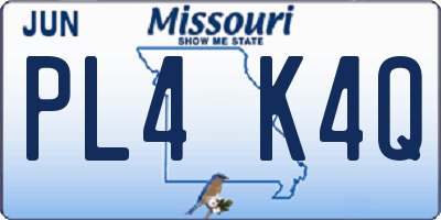 MO license plate PL4K4Q