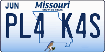 MO license plate PL4K4S