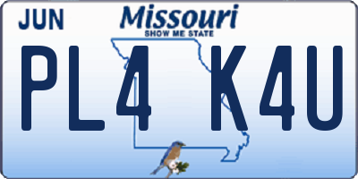 MO license plate PL4K4U