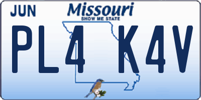 MO license plate PL4K4V
