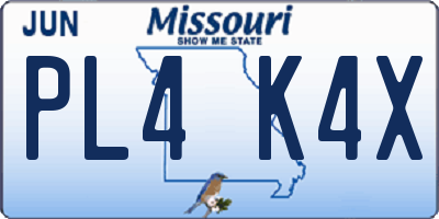 MO license plate PL4K4X