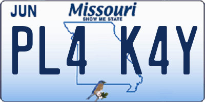 MO license plate PL4K4Y