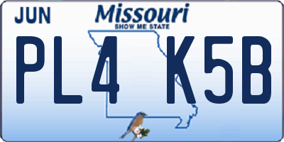 MO license plate PL4K5B