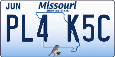 MO license plate PL4K5C