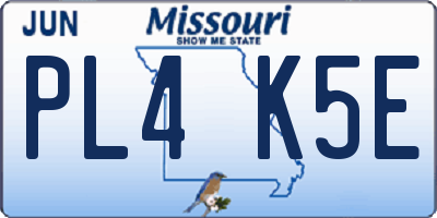 MO license plate PL4K5E