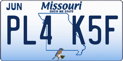 MO license plate PL4K5F