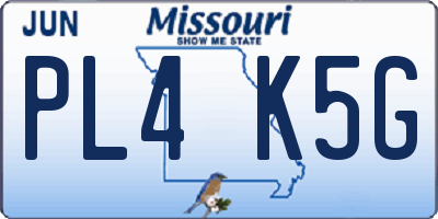 MO license plate PL4K5G