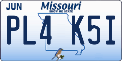 MO license plate PL4K5I