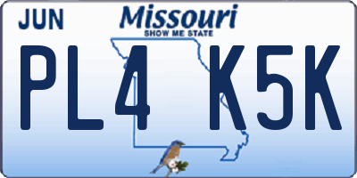 MO license plate PL4K5K