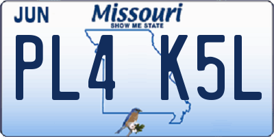 MO license plate PL4K5L
