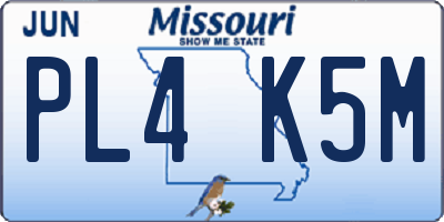 MO license plate PL4K5M