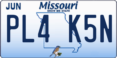 MO license plate PL4K5N