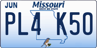 MO license plate PL4K5O