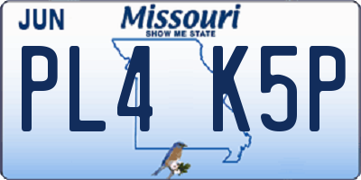MO license plate PL4K5P