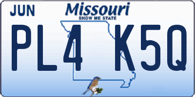 MO license plate PL4K5Q