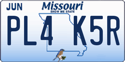 MO license plate PL4K5R