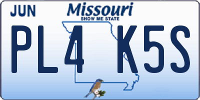 MO license plate PL4K5S