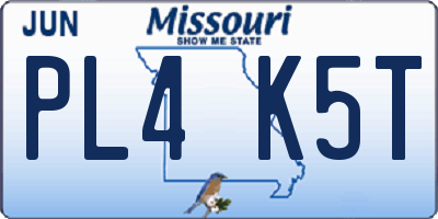 MO license plate PL4K5T