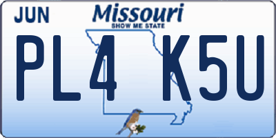 MO license plate PL4K5U