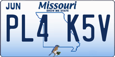 MO license plate PL4K5V