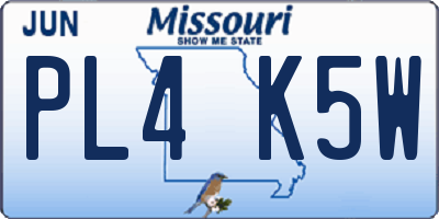 MO license plate PL4K5W