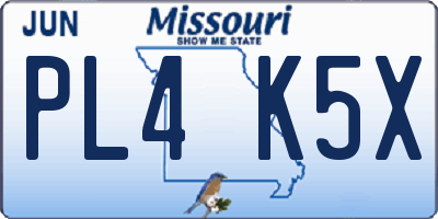 MO license plate PL4K5X