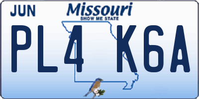 MO license plate PL4K6A