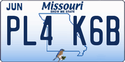 MO license plate PL4K6B