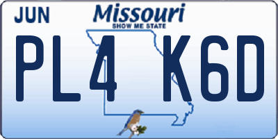 MO license plate PL4K6D
