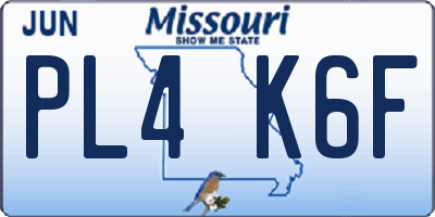 MO license plate PL4K6F