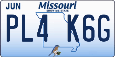 MO license plate PL4K6G