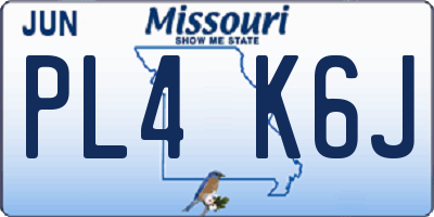 MO license plate PL4K6J