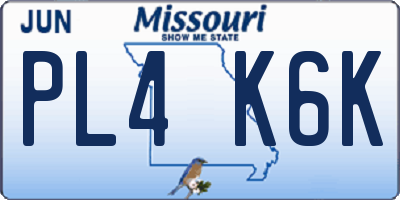 MO license plate PL4K6K