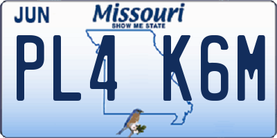 MO license plate PL4K6M