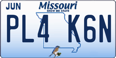 MO license plate PL4K6N