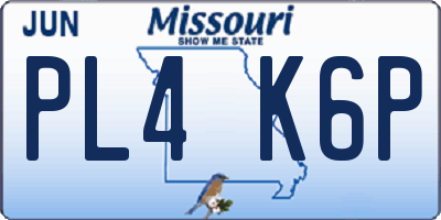 MO license plate PL4K6P