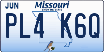 MO license plate PL4K6Q