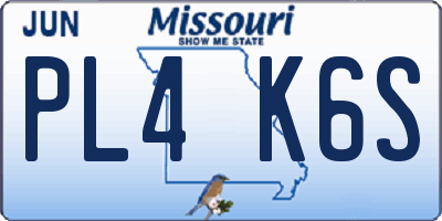 MO license plate PL4K6S