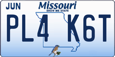 MO license plate PL4K6T