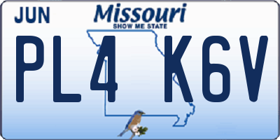 MO license plate PL4K6V