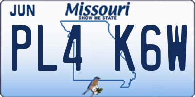 MO license plate PL4K6W