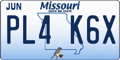 MO license plate PL4K6X