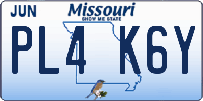 MO license plate PL4K6Y