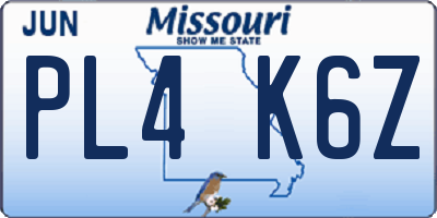 MO license plate PL4K6Z