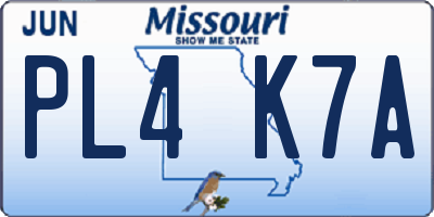 MO license plate PL4K7A