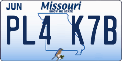 MO license plate PL4K7B