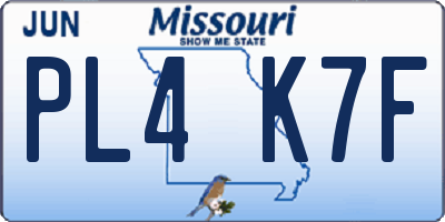 MO license plate PL4K7F