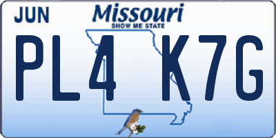 MO license plate PL4K7G