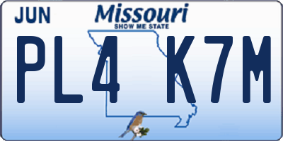 MO license plate PL4K7M